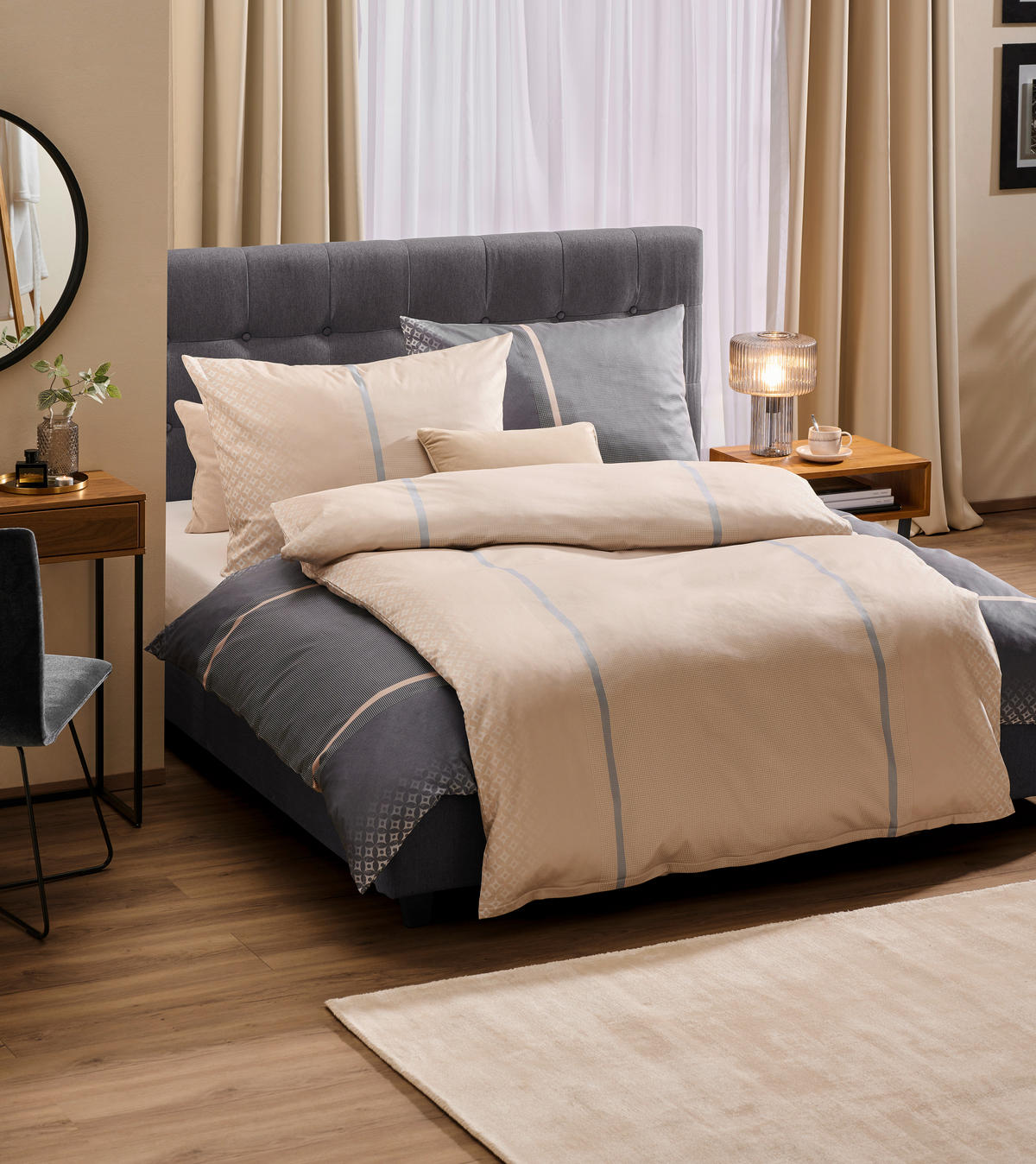 BETTWÄSCHE Makosatin 140/200 cm  - Anthrazit/Graphitfarben, Basics, Naturmaterialien/Textil (140/200cm) - Joop!
