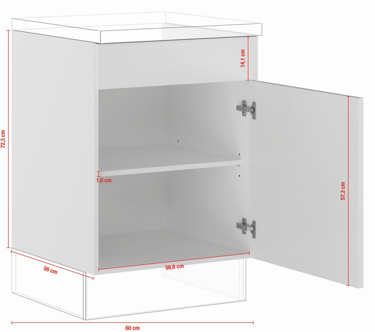 KOCHFELDUMBAUSCHRANK 60/87,8/57,6 cm  in Weiß  - Edelstahlfarben/Weiß, Basics, Holzwerkstoff/Metall (60/87,8/57,6cm) - Impuls