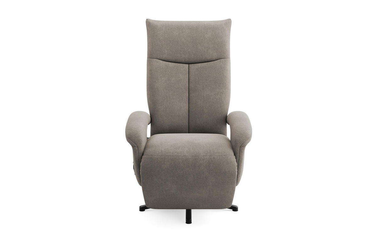 RELAXSESSEL Flachgewebe Kopfteilverstellung, Rücken echt    - Schlammfarben/Schwarz, MODERN, Textil/Metall (74/112/82cm) - Sit & More