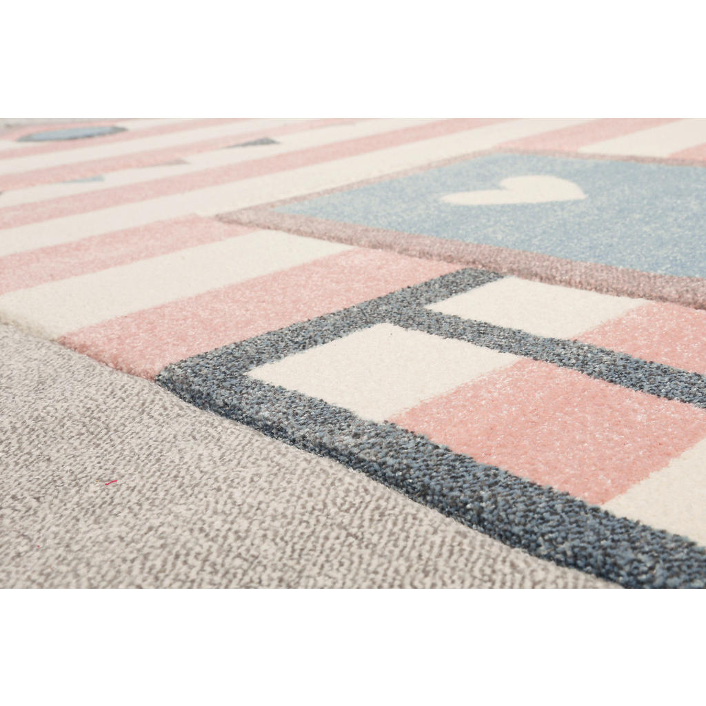Thumbnail - Sigikid Kinderteppich Esprit, Rosa, Hellgrau, Textil, Strand, rechteckig, 133x200 cm, Textiles Vertrauen - Oeko-Tex®, fü...