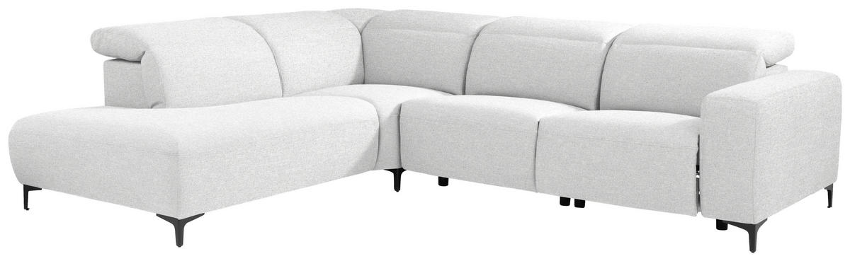 ECKSOFA Hellgrau Flachgewebe  - Hellgrau/Schwarz, Design, Textil/Metall (238/290cm) - Pure Home Lifestyle