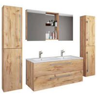 BADEZIMMER 5-teilig  in 178 cm  - Honigeiche/Alufarben, MODERN, Keramik/Holzwerkstoff (178cm) - MID.YOU