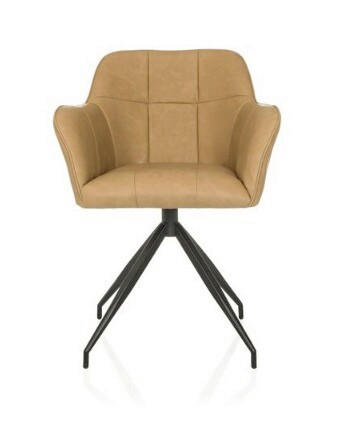 STOL MED ARMSTÖD läderimitation  - cognacfärgad/svart, Modern, metall/läder (61/90/56cm) - MID.YOU