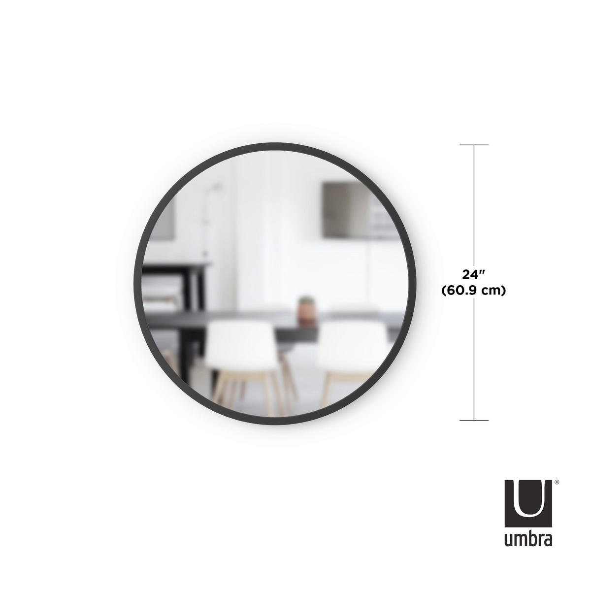 WANDSPIEGEL  - Schwarz, Design, Glas/Kunststoff (61cm) - Umbra