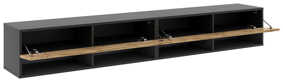 LOWBOARD DERBY  in 200/31,5/32,5 cm  - Eiche Wotan/Schwarz, Design, Holzwerkstoff (200/31,5/32,5cm) - Livetastic