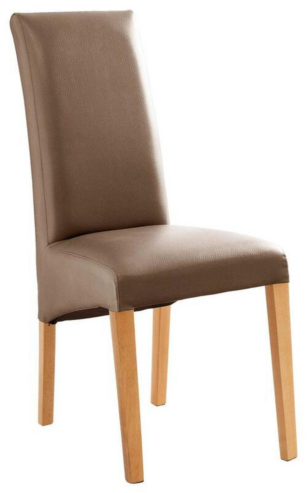 STUHL Lederlook Cappuccino, Buchefarben  - Buchefarben/Cappuccino, KONVENTIONELL, Holz/Textil (47/102/57cm) - Carryhome