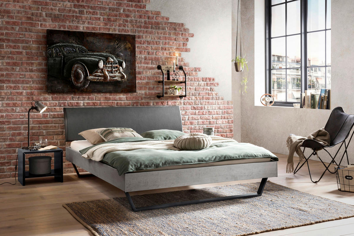 BETT 180/200 cm  in Grau  - Anthrazit/Grau, Design, Holzwerkstoff/Textil (180/200cm) - Hasena