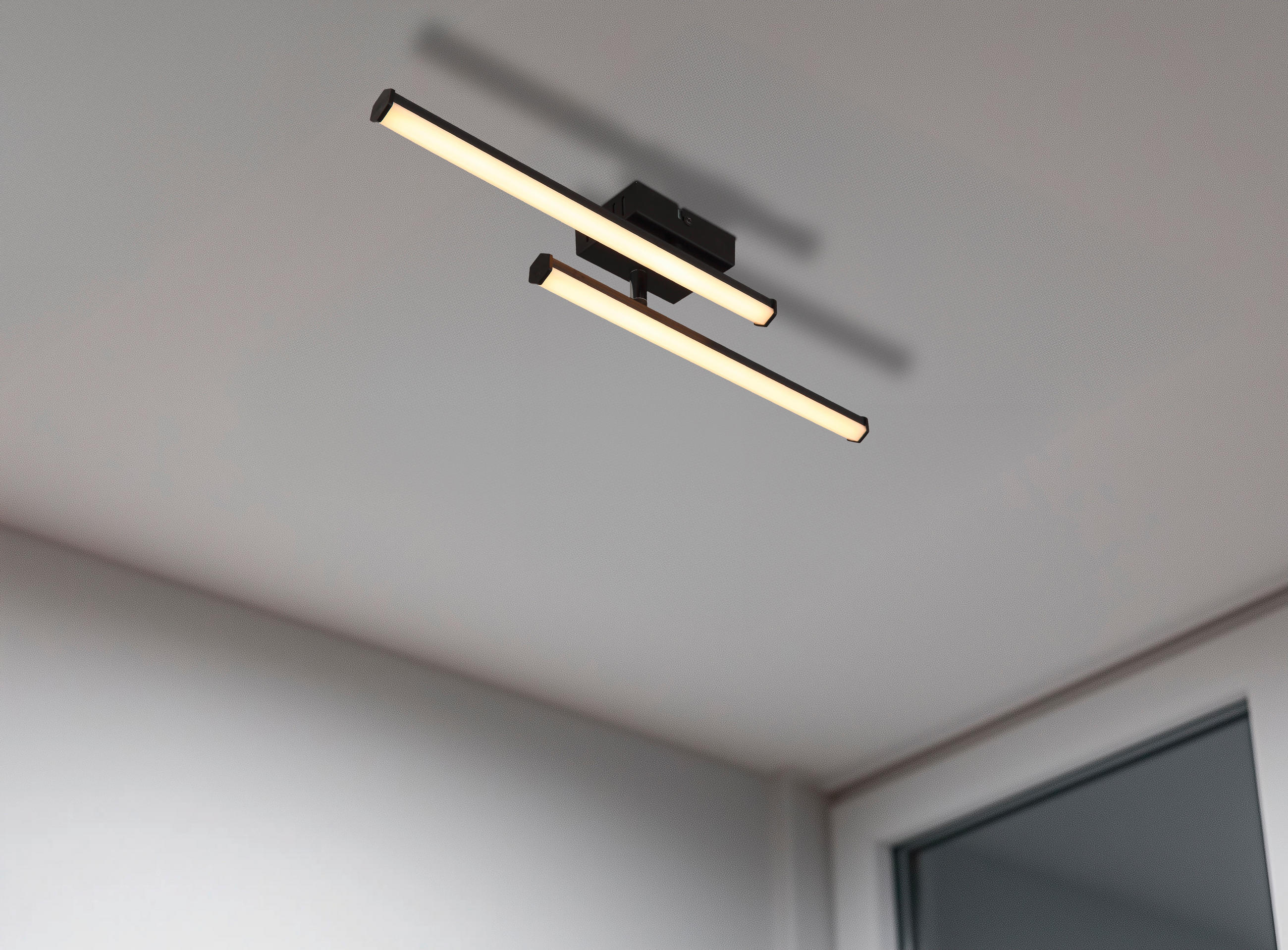 LED-DECKENLEUCHTE    50/7/8,4 cm  - Weiss/Schwarz, Design, Kunststoff (50/7/8,4cm) - Globo