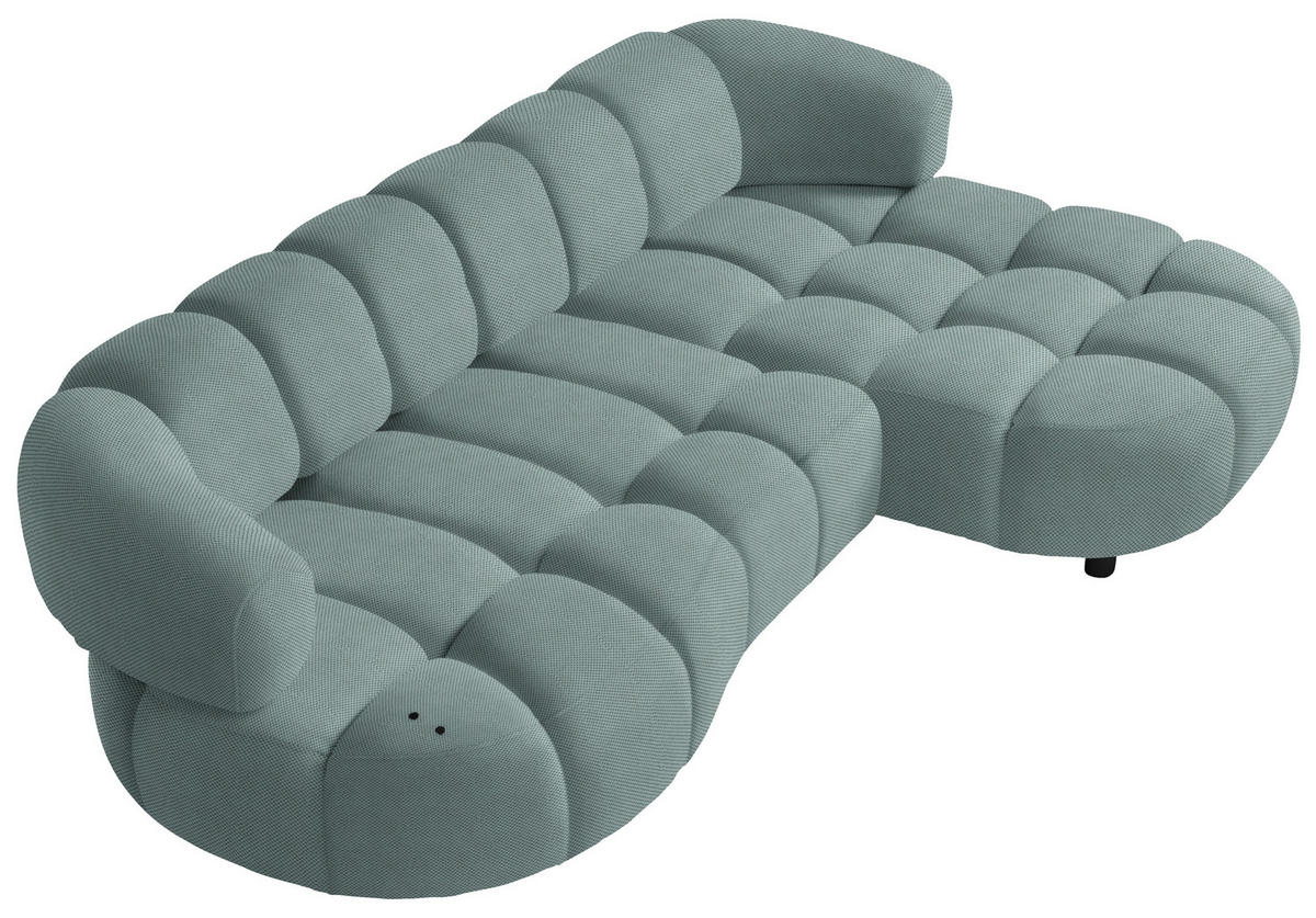 ECKSOFA in Webstoff Mintgrau  - Mintgrau/Schwarz, Design, Holz/Textil (284/183cm) - Welnova