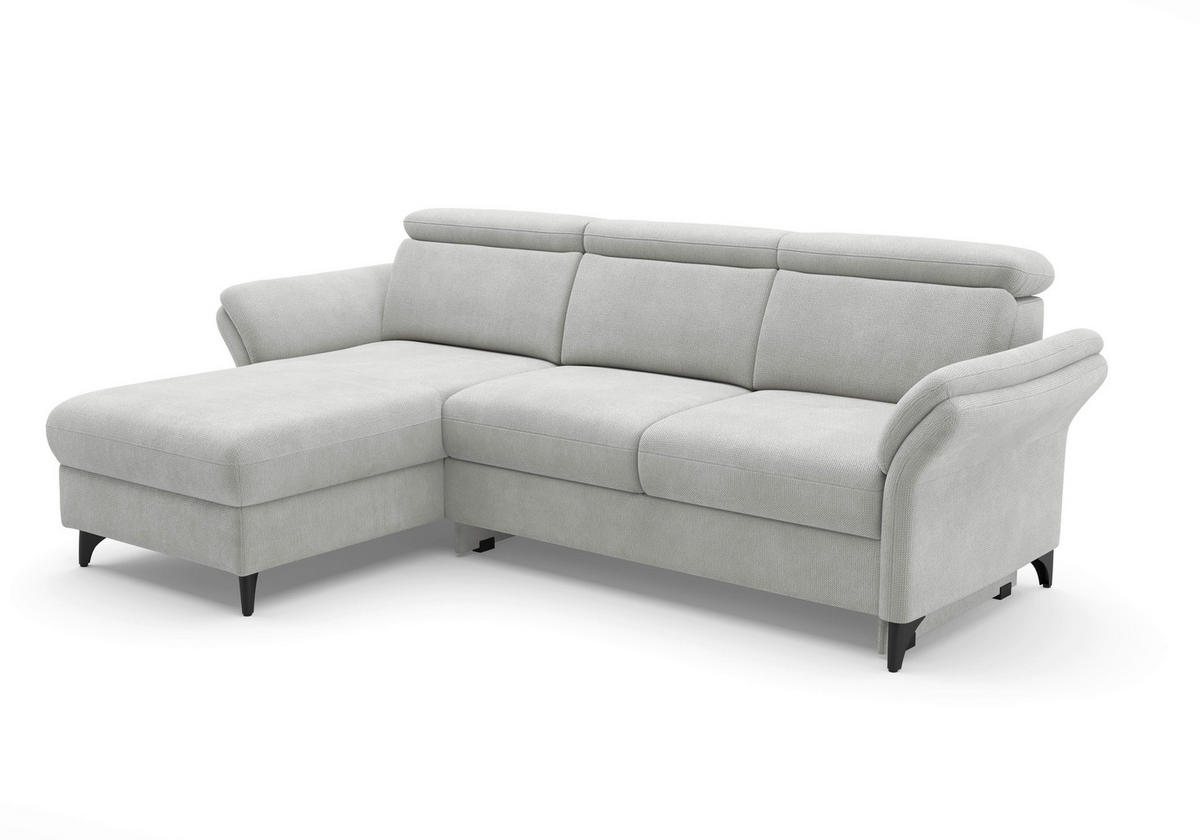 ECKSOFA GLENDALE E Silberfarben Flachgewebe  - Silberfarben/Schwarz, KONVENTIONELL, Textil/Metall (166/253cm) - Sit & More