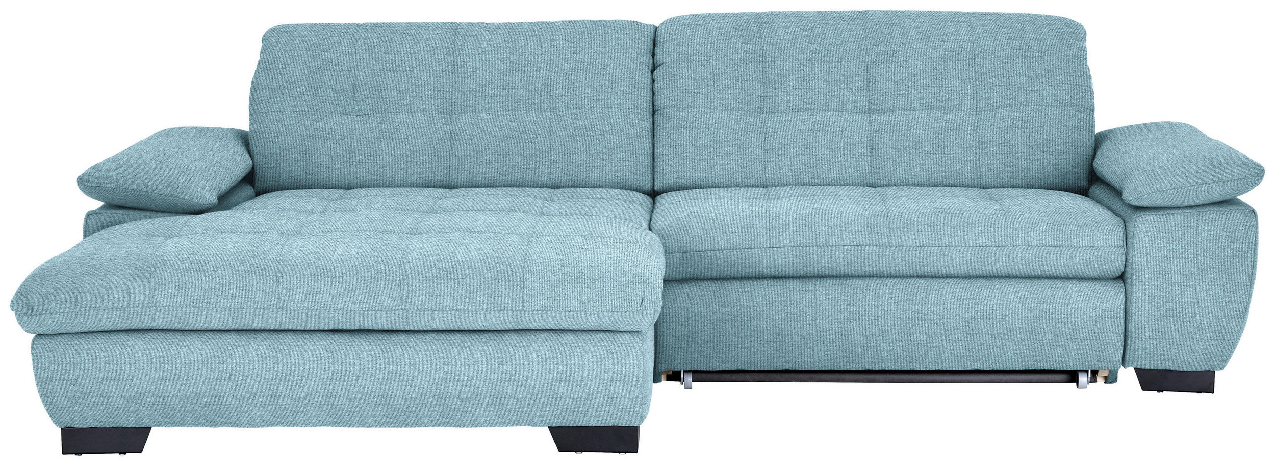 ECKSOFA in Webstoff Hellblau  180/265 cm  - Schwarz/Hellblau, Design, Textil/Metall (180/265cm) - Carryhome