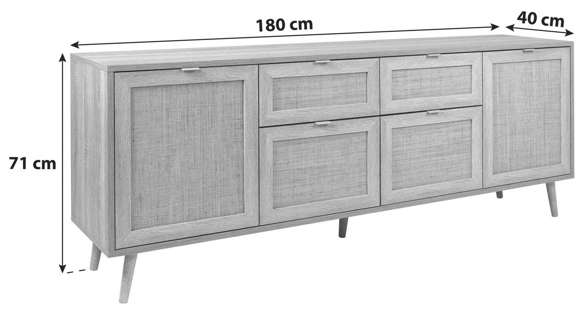 SIDEBOARD  in 180/71/40 cm  - Sonoma Eiche, Natur, Holz/Holzwerkstoff (180/71/40cm) - MID.YOU
