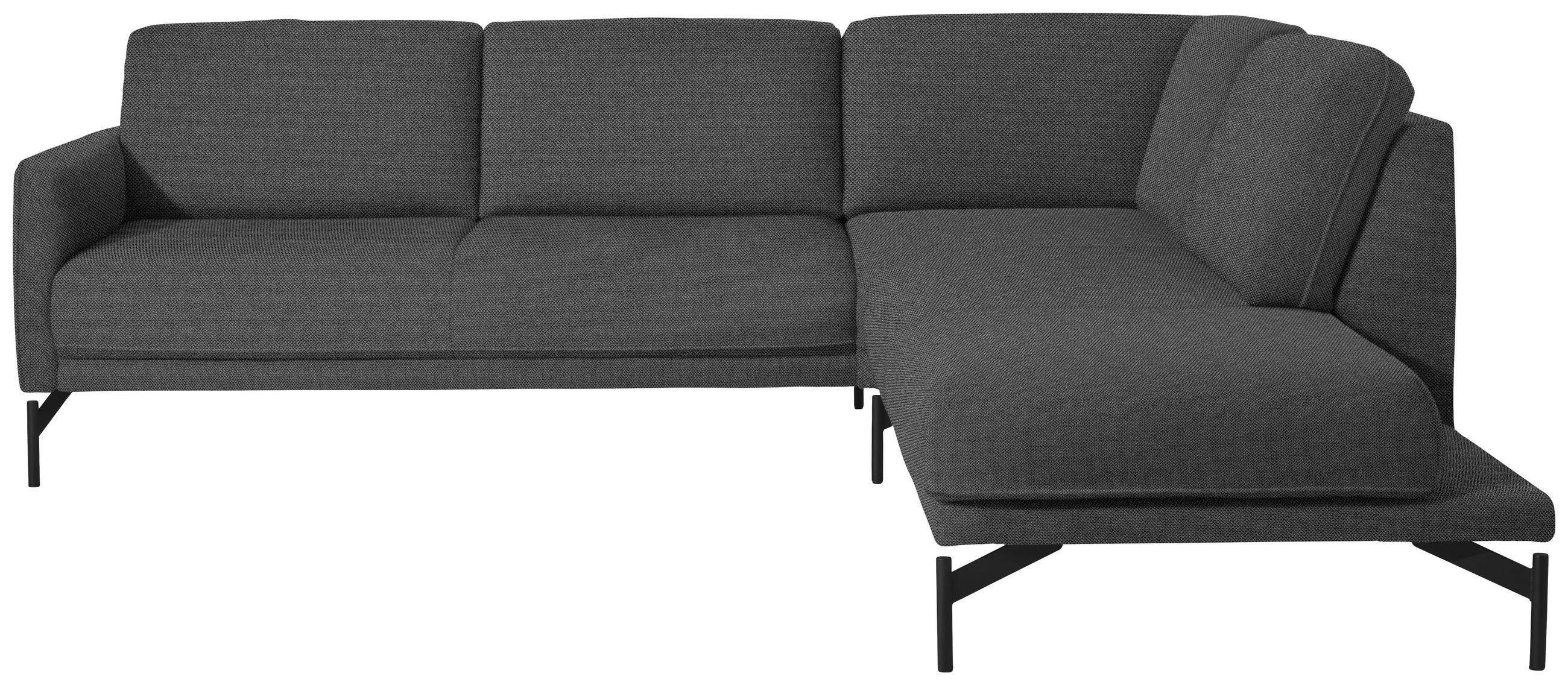 ECKSOFA in Flachgewebe, Struktur Grau  - Anthrazit/Grau, Design, Textil/Metall (254/230cm) - Johann Jakob