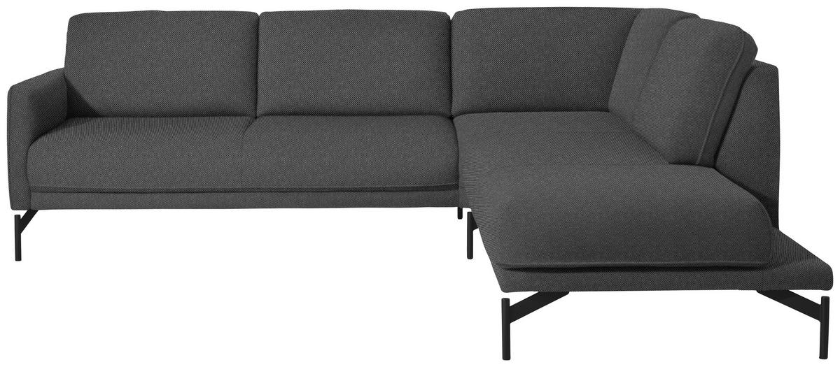 ECKSOFA in Flachgewebe, Struktur Grau  254/230 cm  - Anthrazit/Grau, Design, Textil/Metall (254/230cm) - Johann Jakob