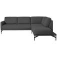 ECKSOFA in Flachgewebe, Struktur Grau  - Anthrazit/Grau, Design, Textil/Metall (254/230cm) - Ambiente