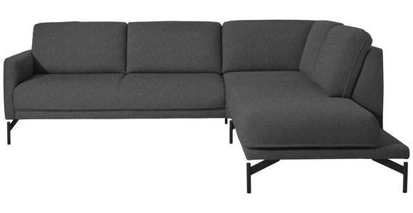 ECKSOFA in Flachgewebe, Struktur Grau  - Anthrazit/Grau, Design, Textil/Metall (254/230cm) - Ambiente