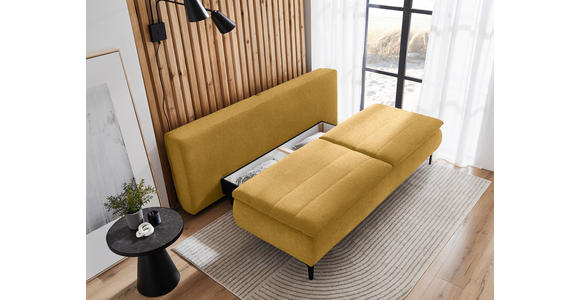 BOXSPRINGSOFA in Flachgewebe Goldfarben  - Goldfarben, KONVENTIONELL, Textil/Metall (204/93/100cm) - Novel