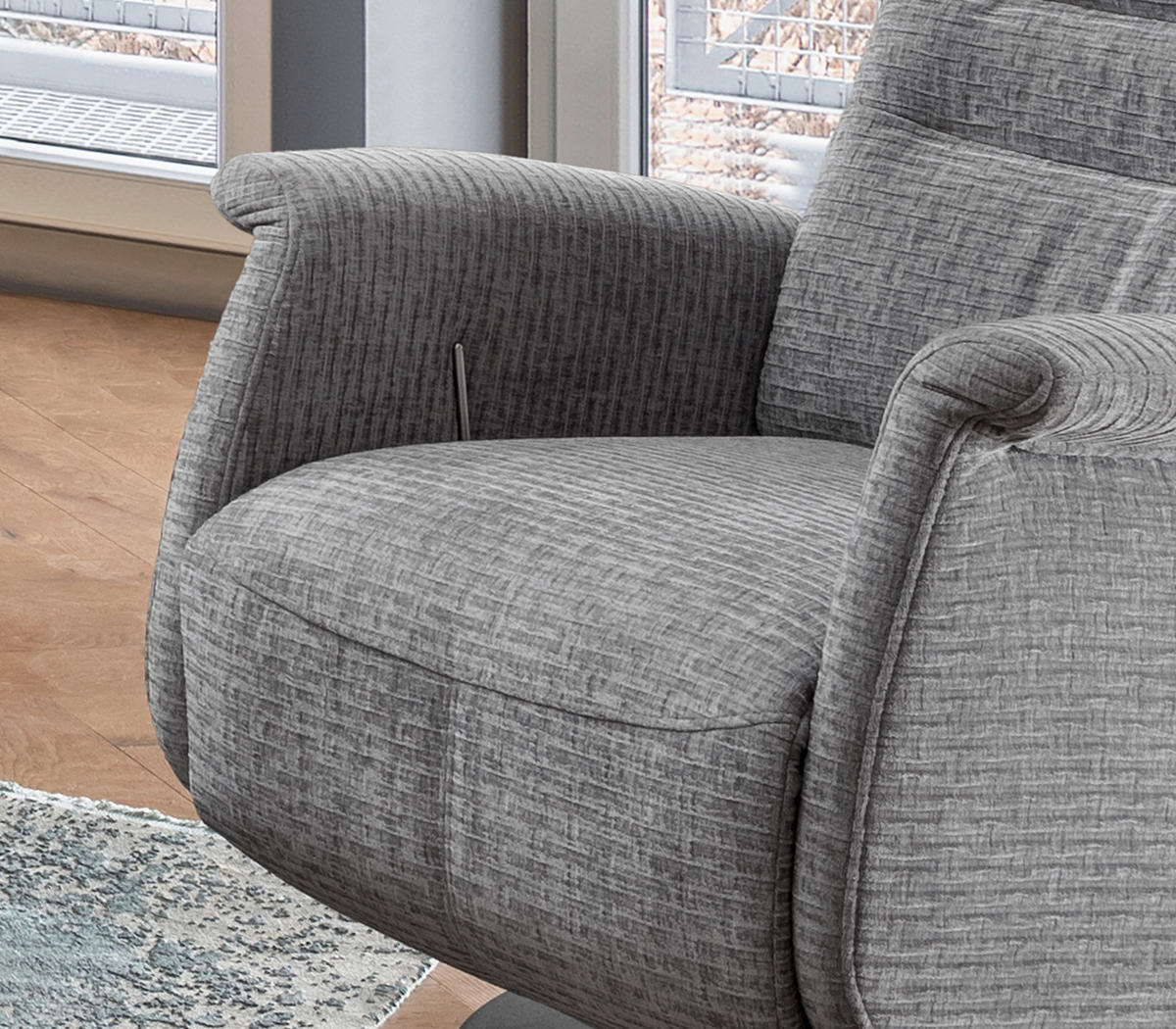 RELAXSESSEL in Textil Grau  - Schwarz/Grau, Modern, Textil/Metall (72/118/85-165cm) - Livetastic