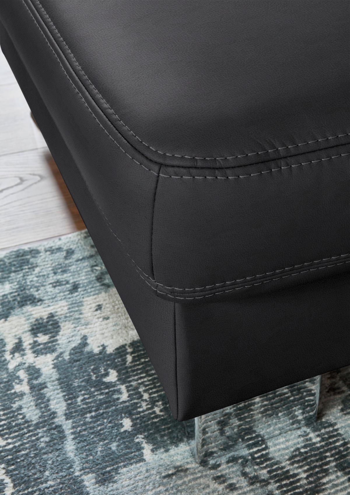 ECKSOFA  in Echtleder Anthrazit  235/248 cm  - Anthrazit/Alufarben, Design, Leder/Metall (235/248cm) - Beldomo Premium