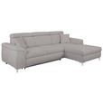 ECKSOFA in Flachgewebe Grau  - Chromfarben/Grau, KONVENTIONELL, Textil/Metall (268/175cm) - Carryhome