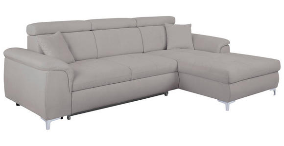 ECKSOFA in Flachgewebe Grau  - Chromfarben/Grau, KONVENTIONELL, Textil/Metall (268/175cm) - Carryhome