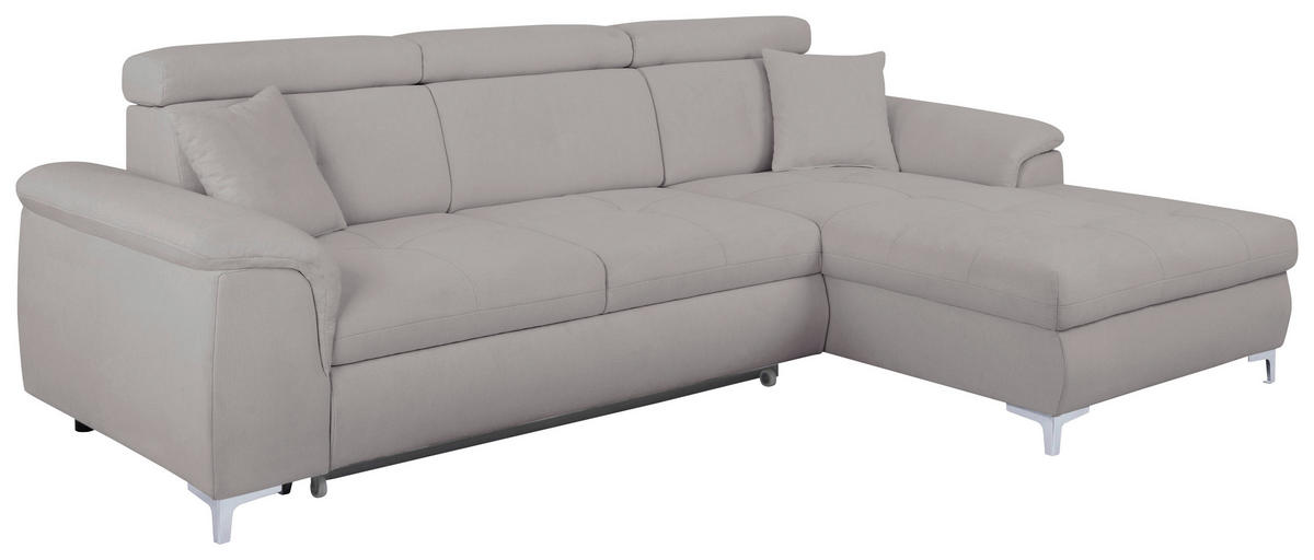 ECKSOFA in Flachgewebe Grau  - Chromfarben/Grau, Konventionell, Textil/Metall (268/175cm) - Carryhome