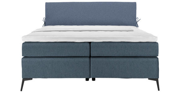 BOXSPRINGBETT 180/200 cm in Blau, Dunkelblau - Blau/Schwarz, Design, Textil/Metall (180/200cm) - Hom`in
