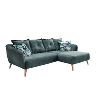 ECKSOFA in Velours Blau, Multicolor  - Blau/Buchefarben, Modern, Holz/Textil (277/162cm) - Livetastic