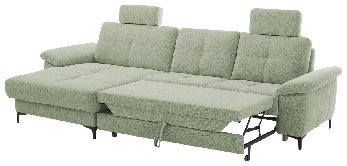 SEDEŽNA GARNITURA, zelena  - barve kroma/črna, Konvencionalno, leseni material (162/87/296cm) - Pure Home Comfort