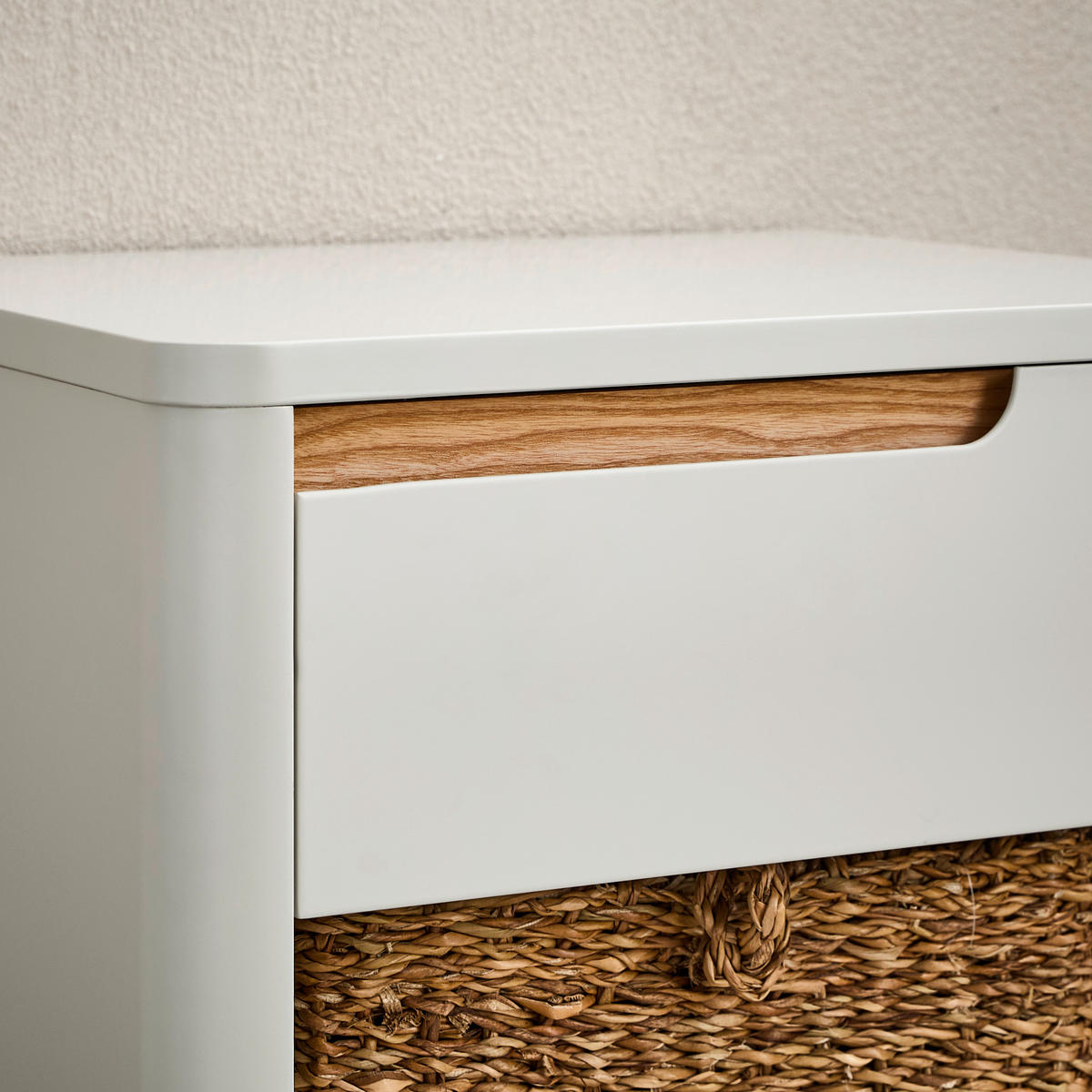 NOČNÍ STOLEK, 45/55/40 cm - barvy dubu/šedobílá, Design, kov/dřevo (45/55/40cm) - Carryhome