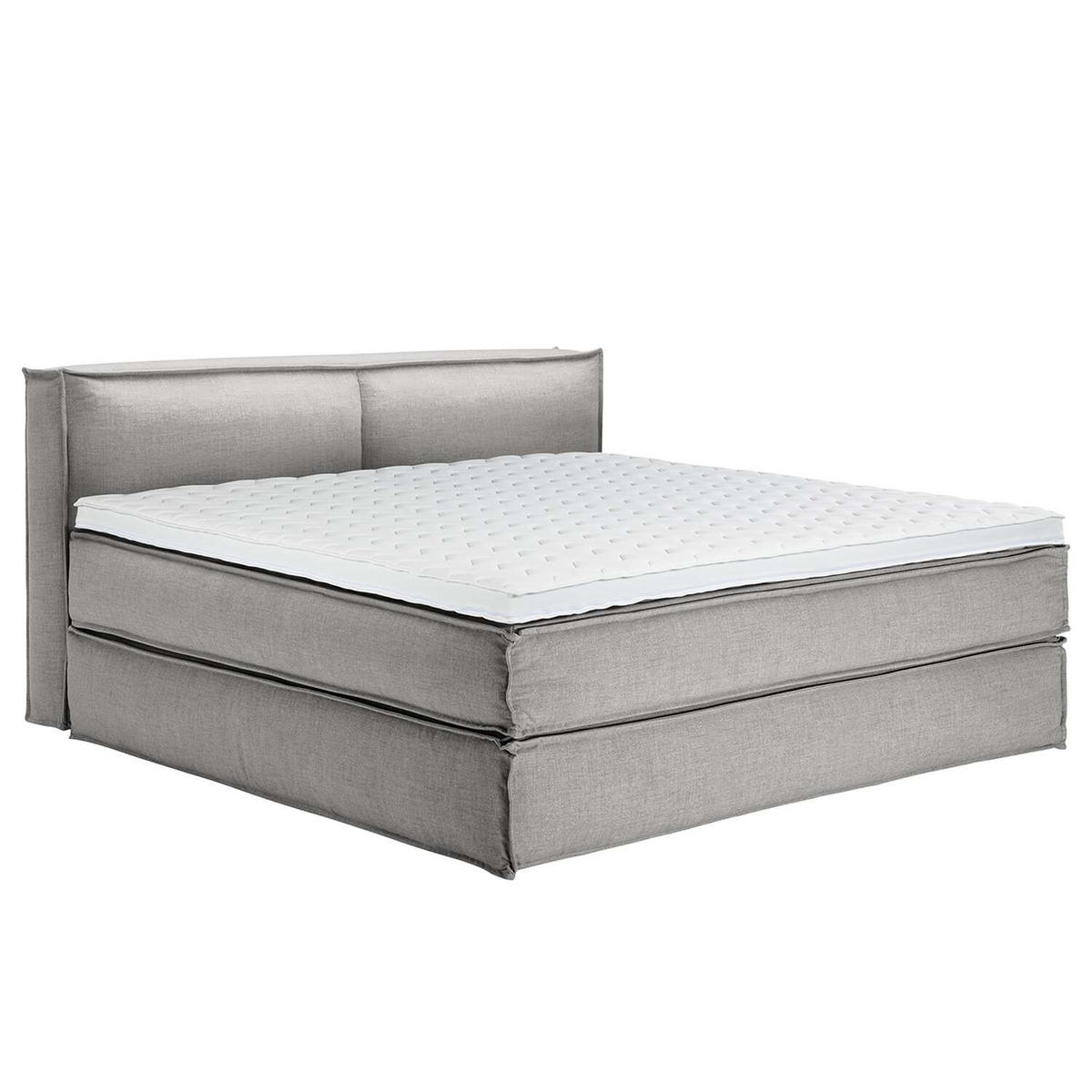 BOXSPRINGBETT 200/220 cm  in Hellgrau  - Hellgrau/Schwarz, Design, Textil (200/220cm) - home24