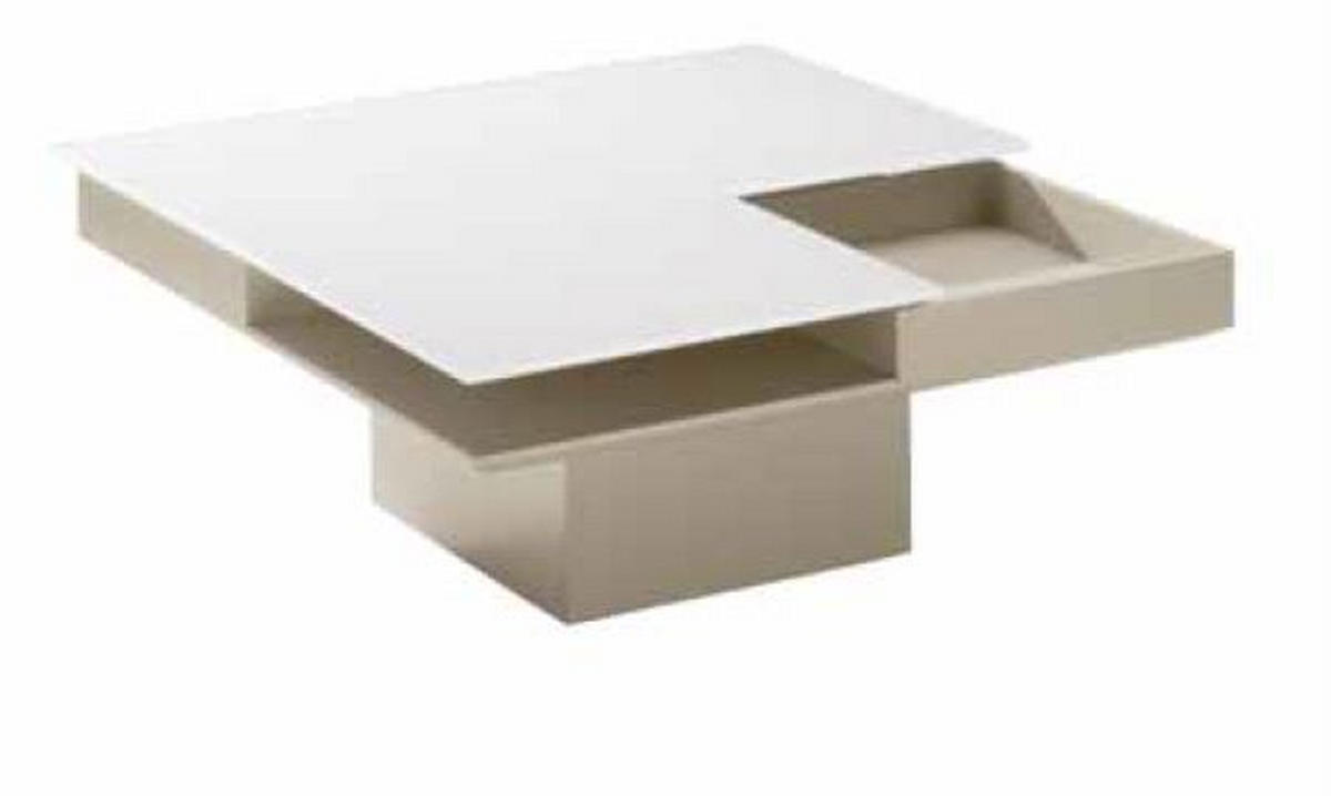 COUCHTISCH in Glas, Holzwerkstoff 85/85/35 cm  - Hellgrau/Weiß, Design, Glas/Holzwerkstoff (85/85/35cm) - Bacher