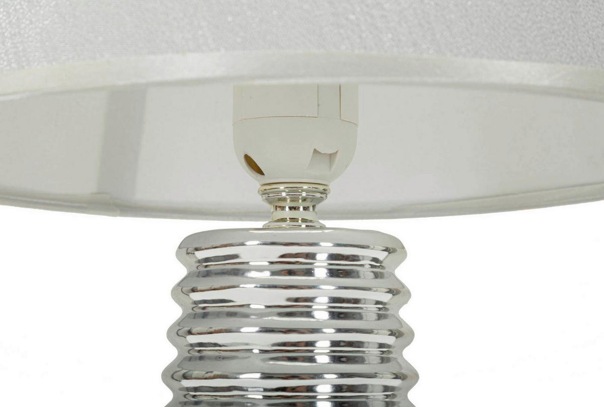 TISCHLEUCHTE   - Silberfarben/Weiß, Basics, Keramik/Textil (25/41/25cm)