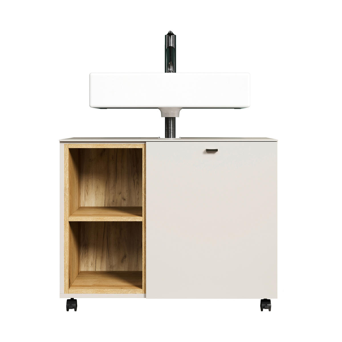 WASCHBECKENUNTERSCHRANK 80/64/42 cm  - Kaschmir/Schwarz, Trend, Holzwerkstoff/Kunststoff (80/64/42cm) - MID.YOU