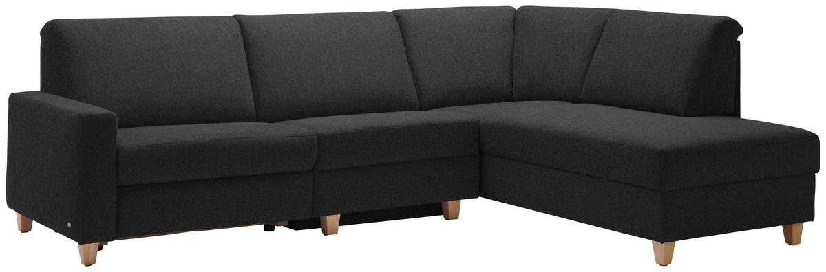 ECKSOFA in Flachgewebe Anthrazit  261/203 cm  - Eichefarben/Anthrazit, KONVENTIONELL, Holz/Textil (261/203cm) - Sedda