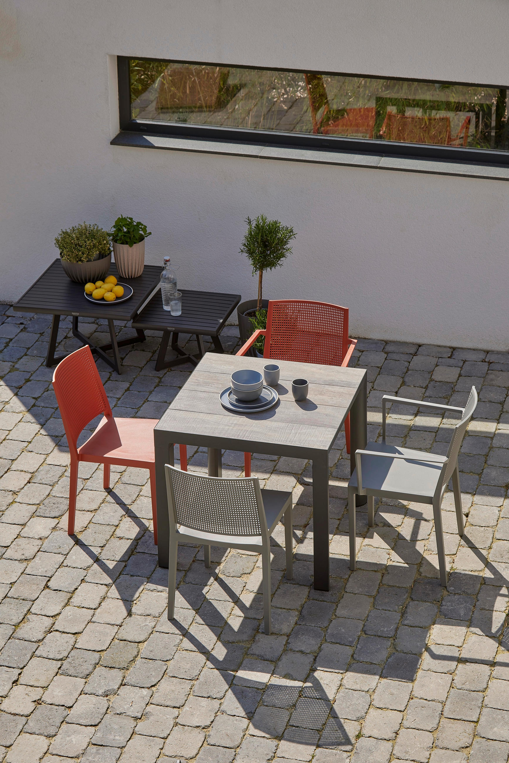 GARTENSESSEL-SET Kunststoff Rot  - Rot, Basics, Kunststoff (46/80/56cm) - Siena Garden