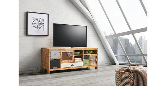 LOWBOARD  in 140/55/40 cm  - Messingfarben/Multicolor, LIFESTYLE, Holz/Metall (140/55/40cm) - Landscape