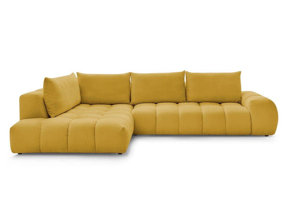 ECKSOFA Ottomane links  EVEREST Gelb Struktur  - Gelb/Schwarz, MODERN, Kunststoff/Textil (210/352cm) - Livetastic