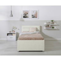 POLSTERBETT 90/200 cm,  in Creme, Matratze, Lattenrost, Bettkasten, H2 = mittel  - Creme, Modern, Holz/Kunststoff (90/200cm) - Livetastic