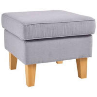 HOCKER in Textil Hellgrau  - Eichefarben/Hellgrau, Design, Holz/Textil (55/44/55cm) - MID.YOU
