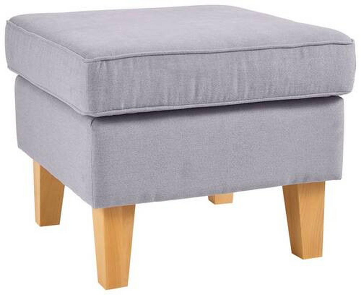HOCKER in Textil Hellgrau  - Eichefarben/Hellgrau, Design, Holz/Textil (55/44/55cm) - MID.YOU