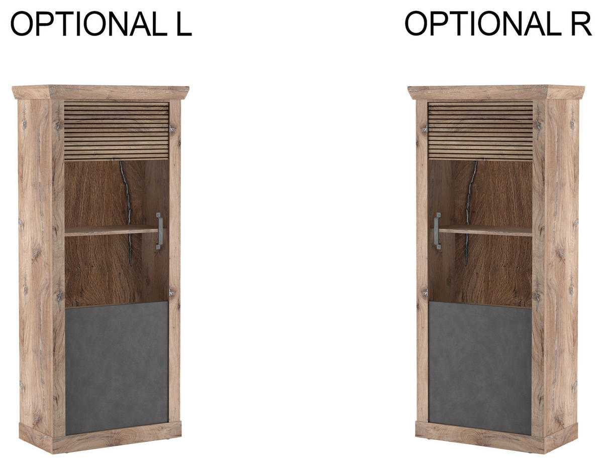 VITRÍNA, antracitová, farba duba, 76/173,7/40 cm - čierna/farba duba, Konventionell, kompozitné drevo/plast (76/173,7/40cm) - Livetastic