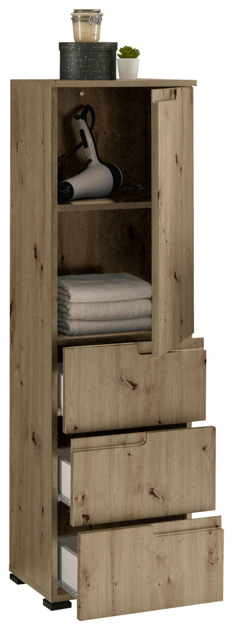 MIDISCHRANK 40/134/32 cm  - Schwarz/Eiche Artisan, Modern, Holzwerkstoff/Kunststoff (40/134/32cm) - MID.YOU