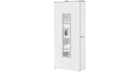 VITRINE in Weiß - Eichefarben/Schwarz, Design, Glas/Holzwerkstoff (90/207/37cm) - Novel