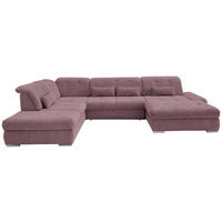 WOHNLANDSCHAFT Brombeere Chenille  - Chromfarben/Brombeere, Design, Textil/Metall (254/376/195cm) - Livetastic