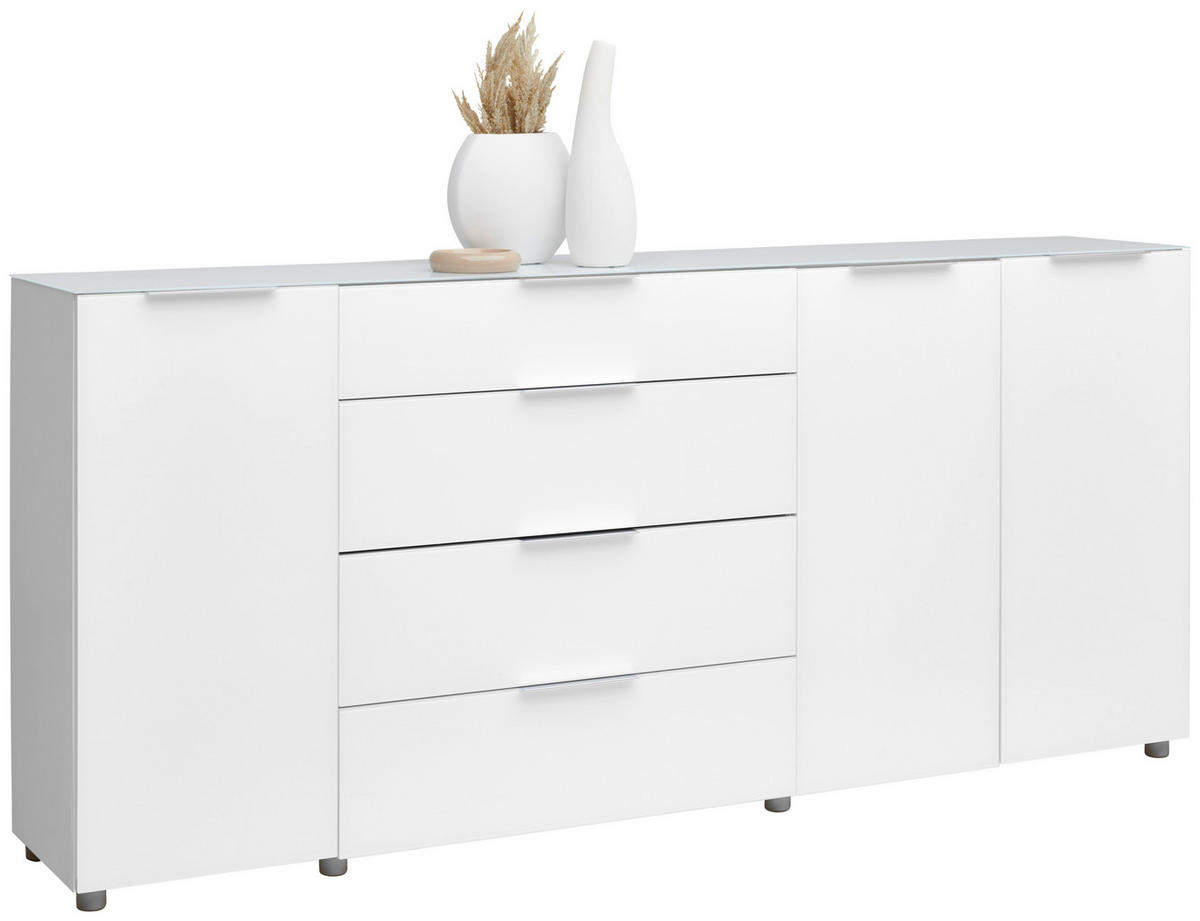 KOMODA S VRATIMA - boja hroma/siva, Osnovno, staklo/metal (225/101/40cm) - Voleo