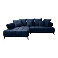 ECKSOFA in Chenille Dunkelblau  - Schwarz/Dunkelblau, Modern, Textil/Metall (184/262cm) - MID.YOU