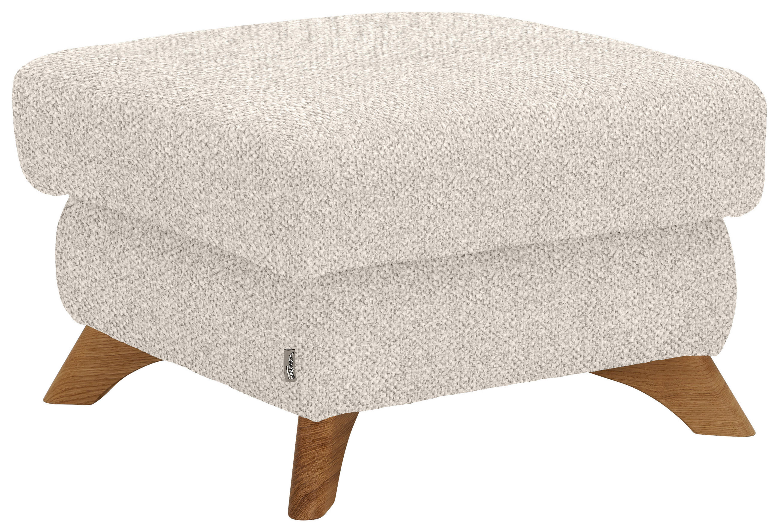 HOCKER Bouclé Creme  - Eichefarben/Creme, MODERN, Holz/Textil (65/47/65cm) - Valnatura