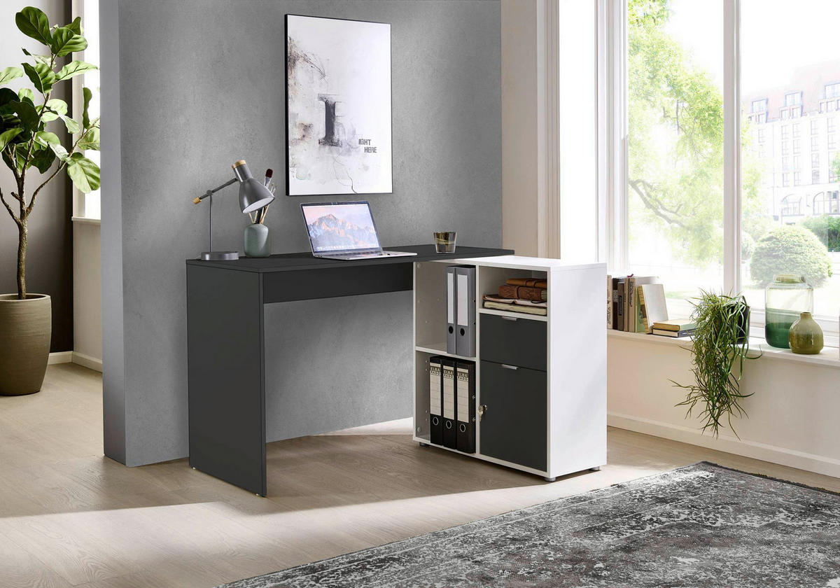 SCHREIBTISCHKOMBINATION Anthrazit, Weiß  - Anthrazit/Weiß, MODERN, Holzwerkstoff (110/85/74cm) - MID.YOU
