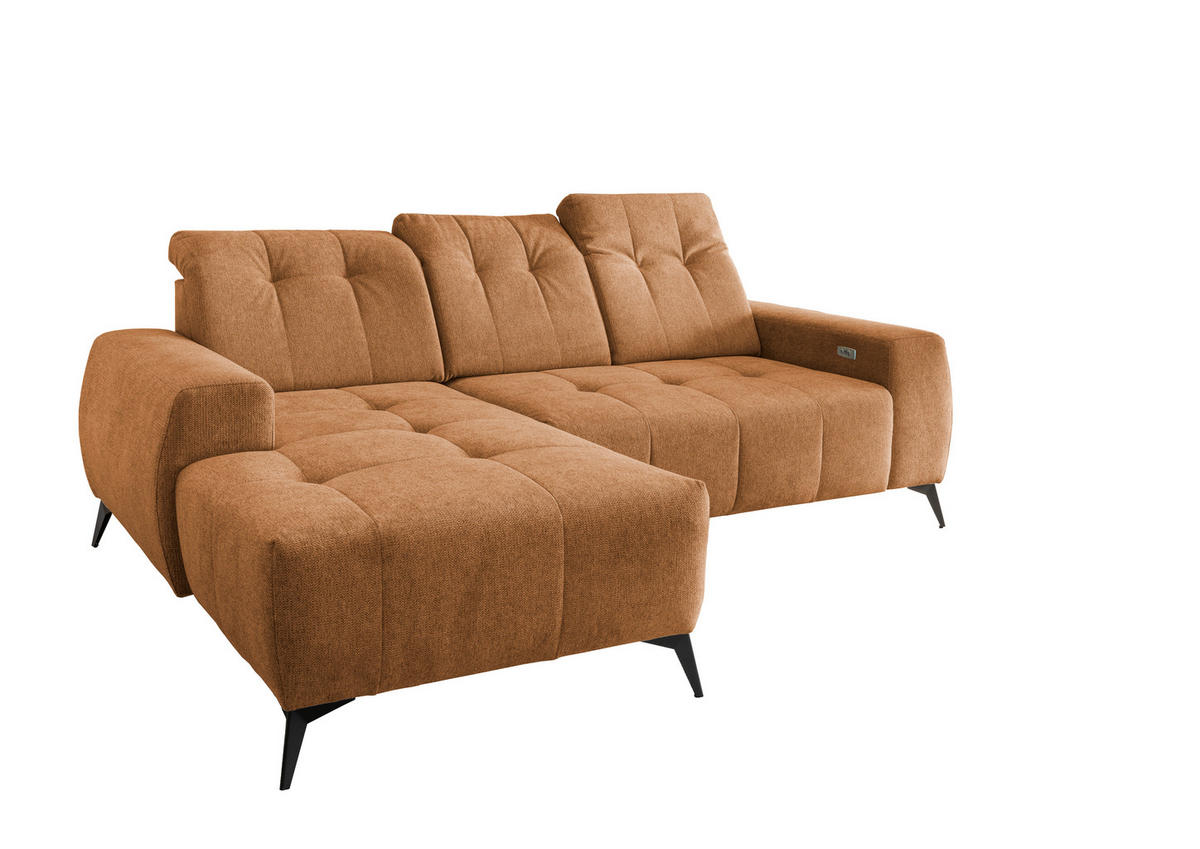 ECKSOFA in Chenille Currygelb  - Currygelb/Schwarz, Modern, Textil/Metall (180/258cm) - Livetastic